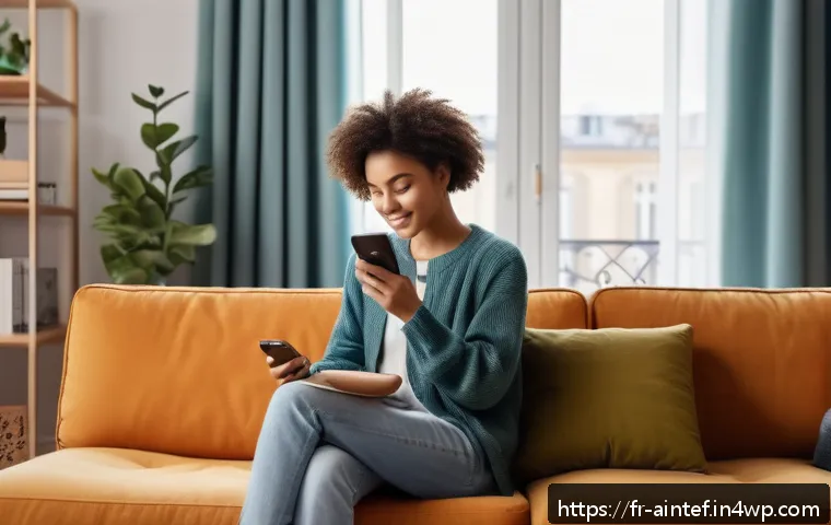AI 테라피의 지속 가능성 분석 - A modern French urban apartment scene showing a young adult woman using a smartphone app for AI-base...